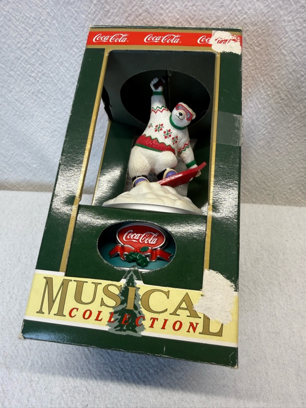 VTG Coca-Cola Snowboarding Polar Bear Music Box Collectors Promo Item in Box